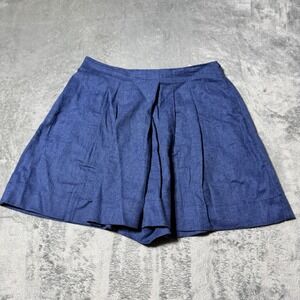 Banana Republic Linen-Blend Bermuda Short Size M Pleated Front in Blue Preppy